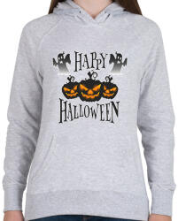 printfashion Happy Halloween Tökfejes - Női kapucnis pulóver - Sport szürke (1790840)