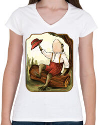 printfashion Vintage béka - Női V-nyakú póló - Fehér (13245261)