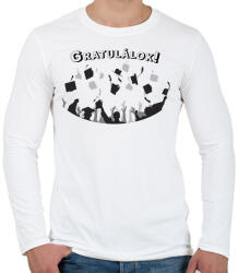 printfashion Gratulálok! - Diplomás minta - Férfi hosszú ujjú póló - Fehér (6336995)