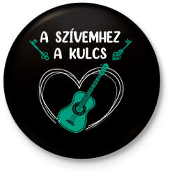 printfashion A szívemhez a kulcs - Gitár - Kitűző, hűtőmágnes - Fekete (7642422)