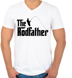 printfashion The Rodfather Fekete - Férfi V-nyakú póló - Fehér (969283)