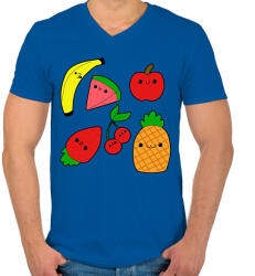 printfashion Gyümölcsök - Férfi V-nyakú póló - Királykék (2586001)