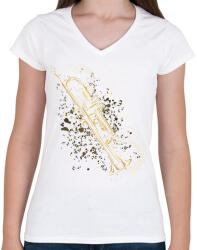 printfashion Trombita - Női V-nyakú póló - Fehér (9175485)