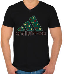 printfashion adidas christmas - Férfi V-nyakú póló - Fekete (15052201)
