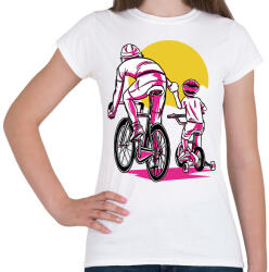 printfashion Apa és fia biciklin - Női póló - Fehér (9177569)