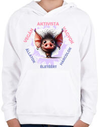 printfashion Vegán aktivista póló - Gyerek kapucnis pulóver - Fehér (15786137)