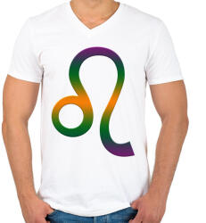 printfashion Oroszlán - Férfi V-nyakú póló - Fehér (4115888)