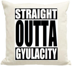 printfashion Straight Outta Gyula City - Párnahuzat, Díszpárnahuzat - Lenvászon (2540897)
