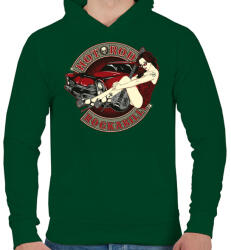 printfashion Hot road rockabilly - Férfi kapucnis pulóver - Sötétzöld (51308)