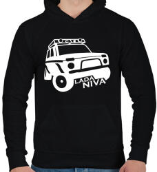 printfashion Lada Niva - Férfi kapucnis pulóver - Fekete (2247439)