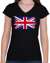 printfashion united kingdom flag - Női V-nyakú póló - Fekete (7124115)
