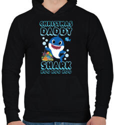 printfashion Christmas Daddy Shark - Férfi kapucnis pulóver - Fekete (3991171)