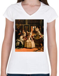 printfashion Macskás festmény - Női V-nyakú póló - Fehér (6104980)