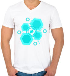 printfashion bluehexagon - Férfi V-nyakú póló - Fehér (4059338)