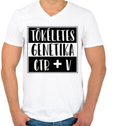 printfashion Tökéletes genetika Ctr+V - Férfi V-nyakú póló - Fehér (7273844)