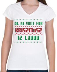 printfashion ALL I WANT FOR CHRISTMAS IS YOU - Női V-nyakú póló - Fehér (9627519)