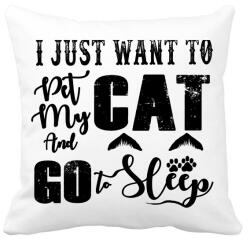 printfashion I just want to pet my cat and go to sleep - Párnahuzat, Díszpárnahuzat - Fehér (16405905)