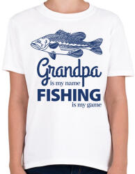 printfashion Grandpa is my name Fishing is my game - Gyerek póló - Fehér (6281683)