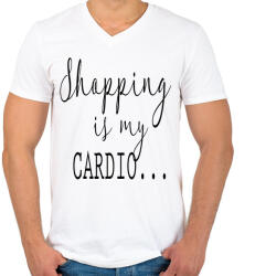 printfashion SHOPPING is my cardio. - Férfi V-nyakú póló - Fehér (270495)