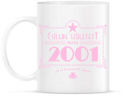 printfashion csillag-2001-pink - Bögre - Fehér (790847)