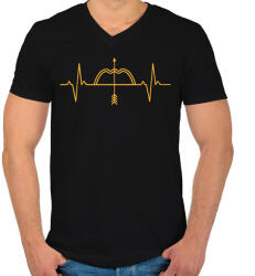 printfashion Íjász szív - Férfi V-nyakú póló - Fekete (13292370)