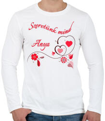 printfashion Szeretünk mind anya - Férfi hosszú ujjú póló - Fehér (4827836)