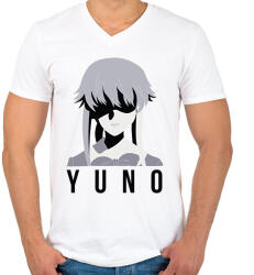 printfashion Mirai Nikki - Yuno - Férfi V-nyakú póló - Fehér (6567949)