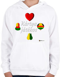 printfashion Kártya játékos minta #4 - Gyerek kapucnis pulóver - Fehér (8857737)