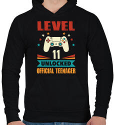 printfashion 11 éves gamer - Férfi kapucnis pulóver - Fekete (1449410)