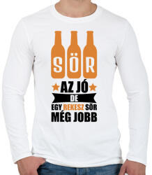printfashion A sör az jó - Férfi hosszú ujjú póló - Fehér (1711217)