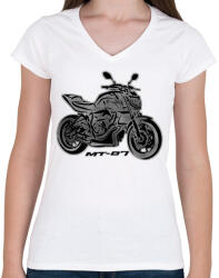 printfashion yamaha mt4 - Női V-nyakú póló - Fehér (2927584)