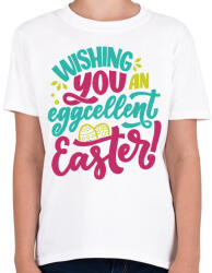 printfashion Wishing you an eggcellent easter - Gyerek póló - Fehér (6331091)