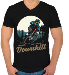 printfashion Downhill sötét alaphoz - Férfi V-nyakú póló - Fekete (11511206)