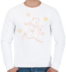 printfashion Karácsonyi síelő maci - Férfi pulóver - Fehér (5684886)