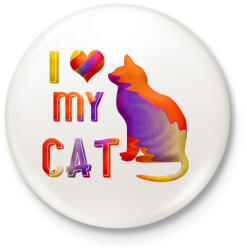 printfashion I love my cat - Szeretem a macskámat - Kitűző, hűtőmágnes - Fehér (10484137)