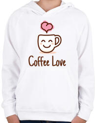printfashion Coffe love - Gyerek kapucnis pulóver - Fehér (2184649)