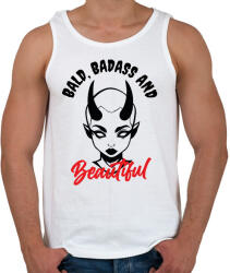 printfashion Bald, badass & beautiful - Férfi atléta - Fehér (8259546)