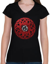 printfashion Goth kör (Vörös) - Női V-nyakú póló - Fekete (2754651)