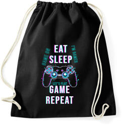 printfashion Eat sleep game repeat - Sportzsák, Tornazsák - Fekete (3679320)