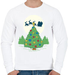 printfashion Karácsonyi fenyő - Férfi pulóver - Fehér (11284656)