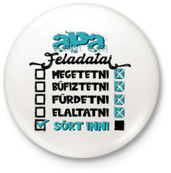 printfashion Apa feladatai - fekete szöveggel - Kitűző, hűtőmágnes - Fehér (16137327)