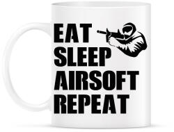 printfashion Eat, sleep, airsoft, repeat - Bögre - Fehér (15529323)