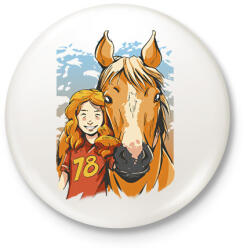 printfashion Ló gazdi - Kitűző, hűtőmágnes - Fehér (7646821)