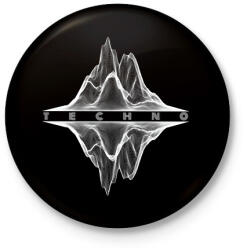 printfashion Techno - Hanghegyek - Kitűző, hűtőmágnes - Fekete (6583946)