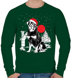 printfashion Rottweiler Karácsony - Férfi pulóver - Sötétzöld (466066)