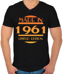 printfashion 1961 - Férfi V-nyakú póló - Fekete (12769459)