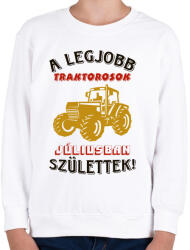 printfashion Traktoros szülinapja július - Gyerek pulóver - Fehér (5749447)