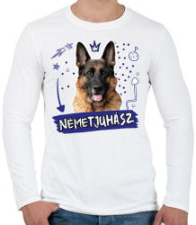 printfashion Németjuhász firka - Férfi hosszú ujjú póló - Fehér (11852195)