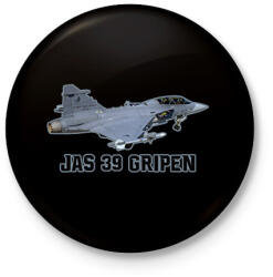 printfashion Jas-39 gripen - Kitűző, hűtőmágnes - Fekete (15551623)