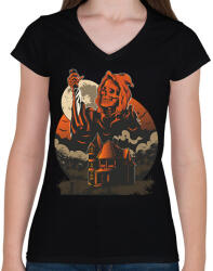 printfashion Halloween night - Női V-nyakú póló - Fekete (16767632)